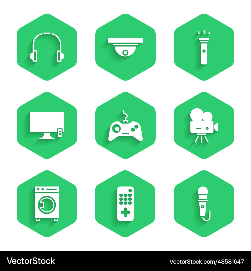 Set gamepad remote control microphone retro Set gamepad remote control microphone retro vector image