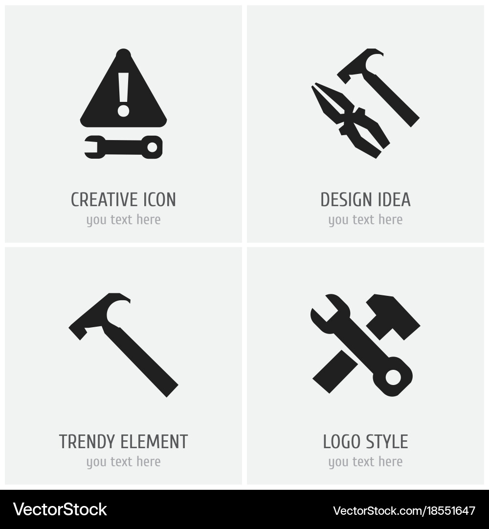 Set of 4 editable tool icons includes symbols Vector Image
