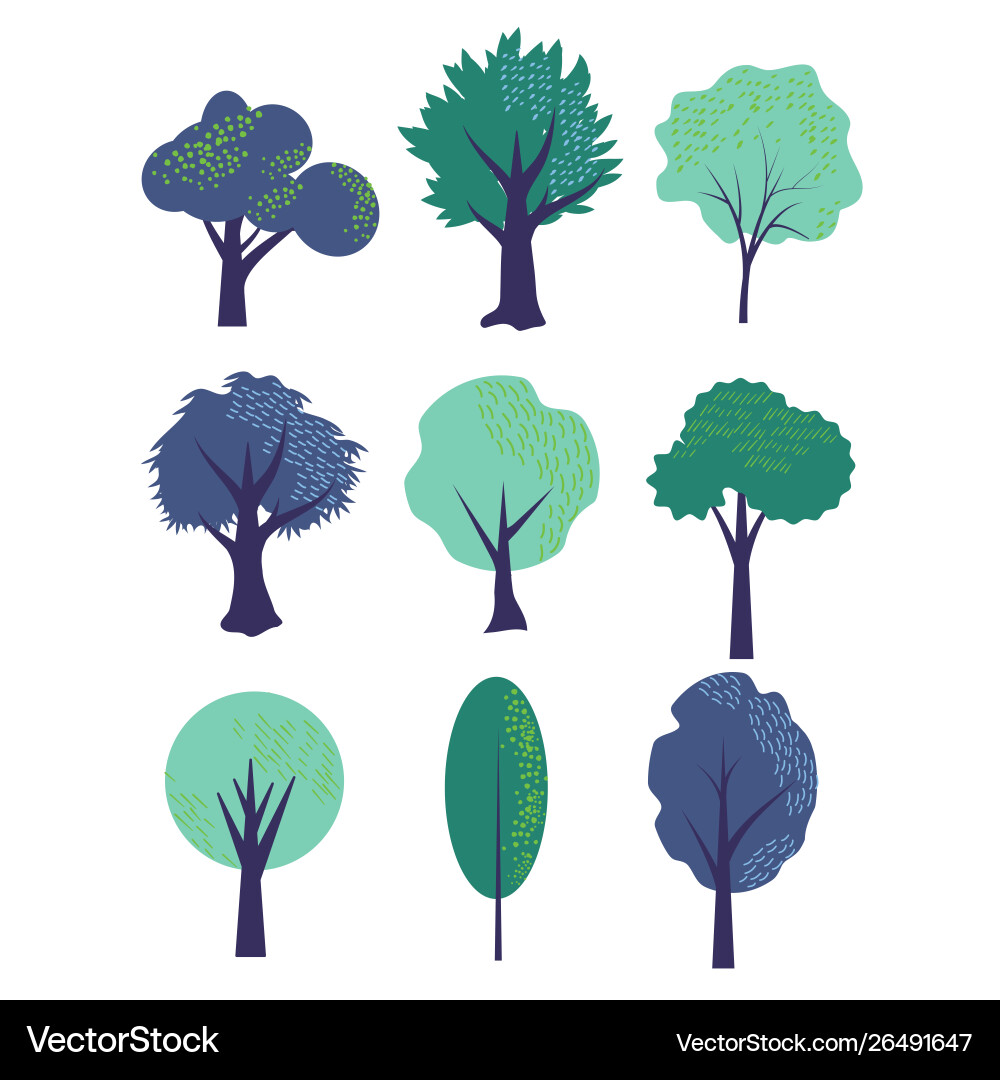 Simple trees set Simple trees set vector image
