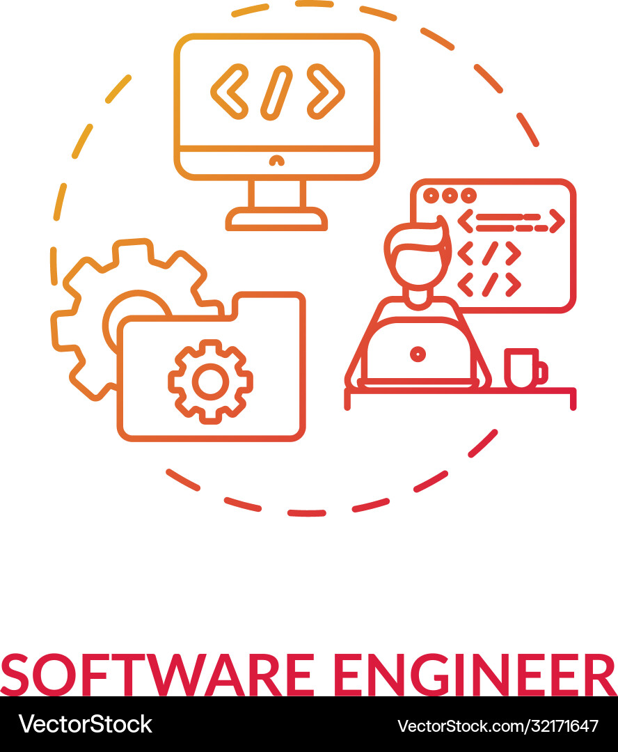 Software engineer red gradient concept icon Software engineer red gradient concept icon vector image