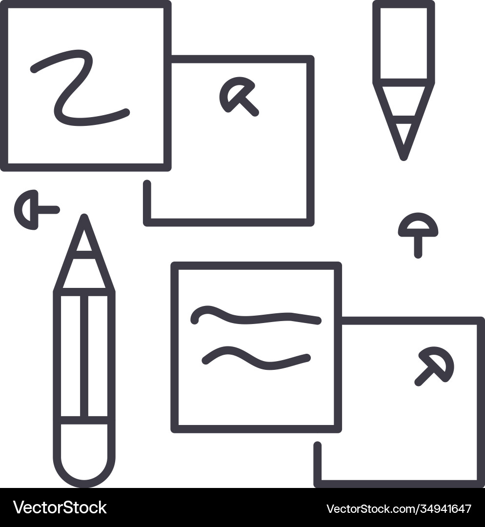 Sticky notes icon linear isolated Vector Image