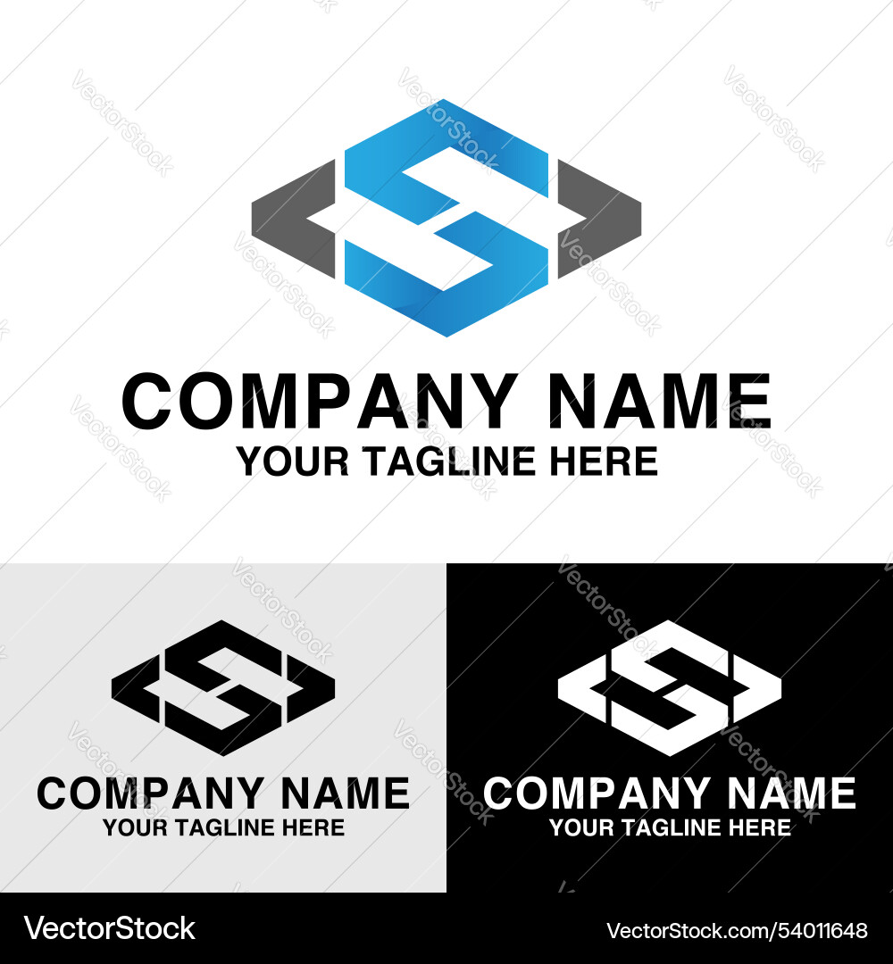 Abstract blue s letter with arrow coding program Vector Image