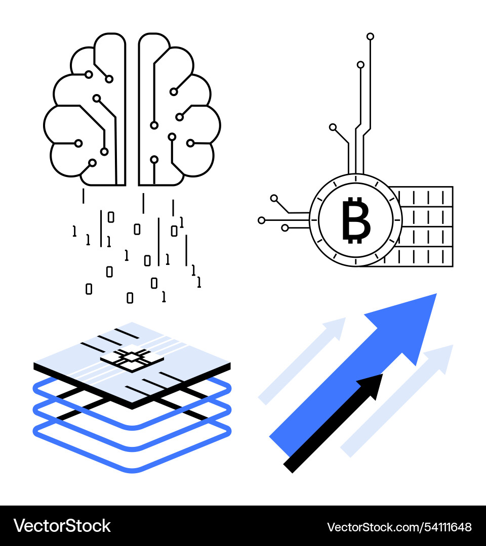 Artificial intelligence integration Artificial intelligence integration vector image