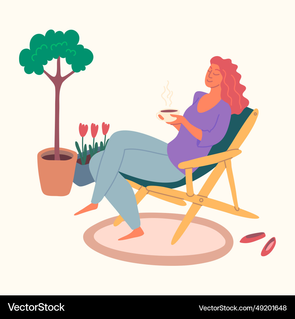Cartoon color character woman resting in a chair Cartoon color character woman resting in a chair vector image