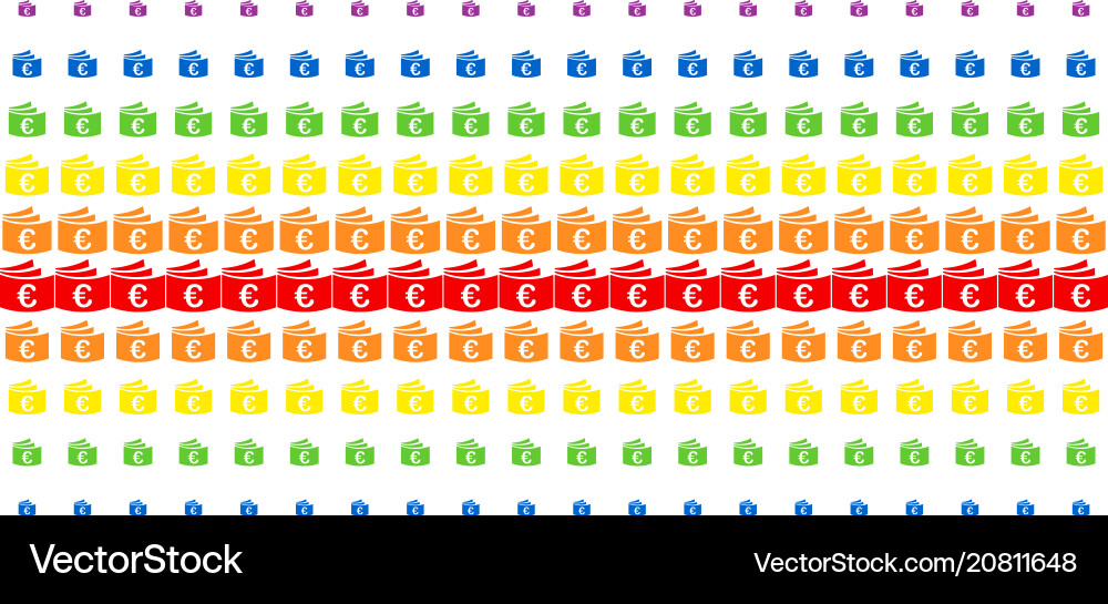 Euro checkbook shape halftone spectrum array Vector Image