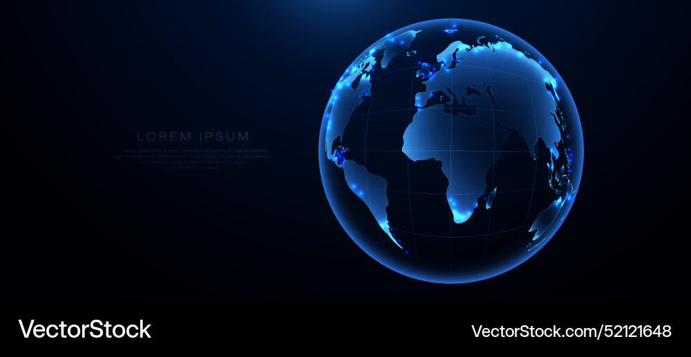 Global Network Connection - Glowing Globe vector image