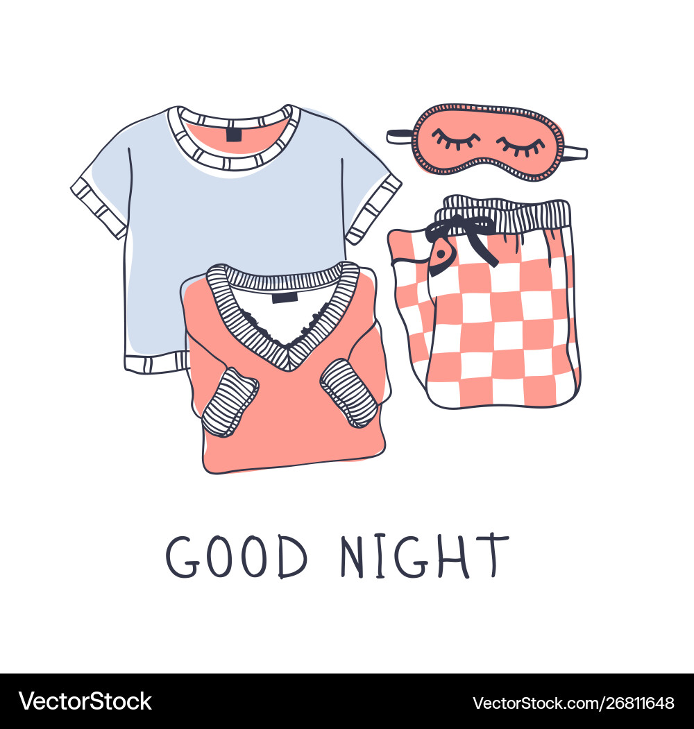 Hand drawn objects about sleep routines and text Hand drawn objects about sleep routines and text vector image