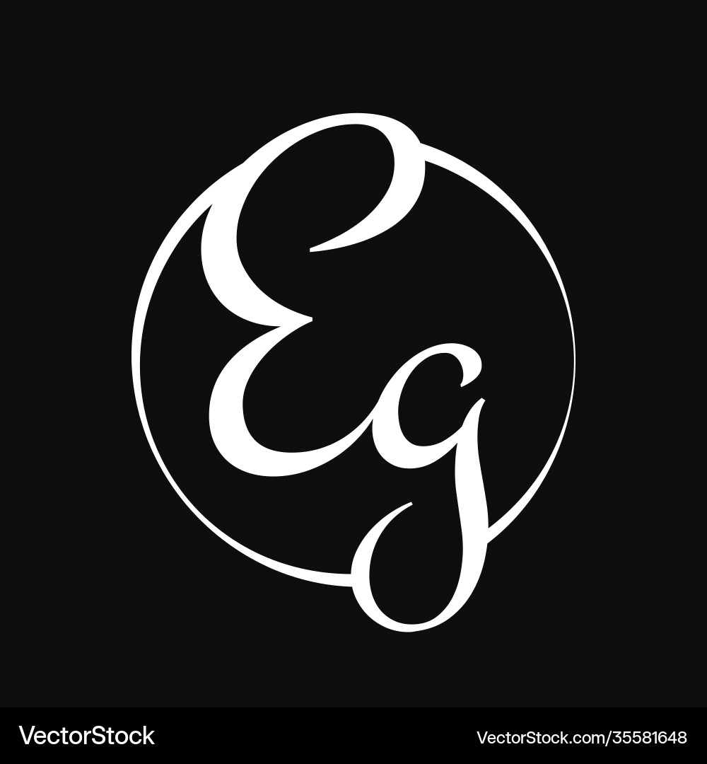 Initial eg script letter type logo design vector image