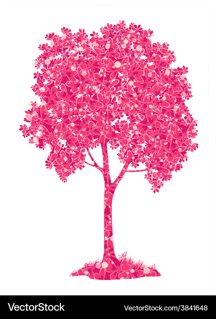 Kastanienbaum mit Blättern und Schmetterlingen Vektorbild