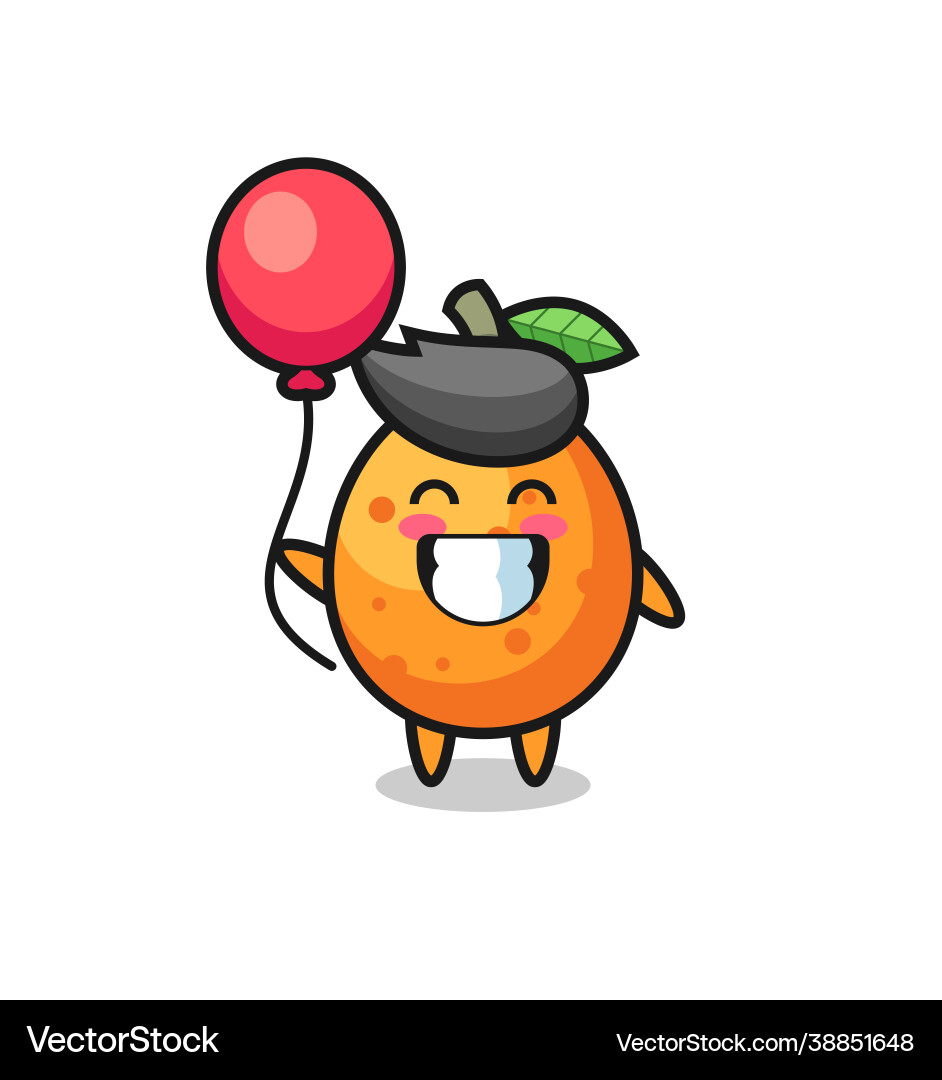 Kumquat Maskottchen spielt Ballon Kumquat Maskottchen spielt Ballon vektorbild