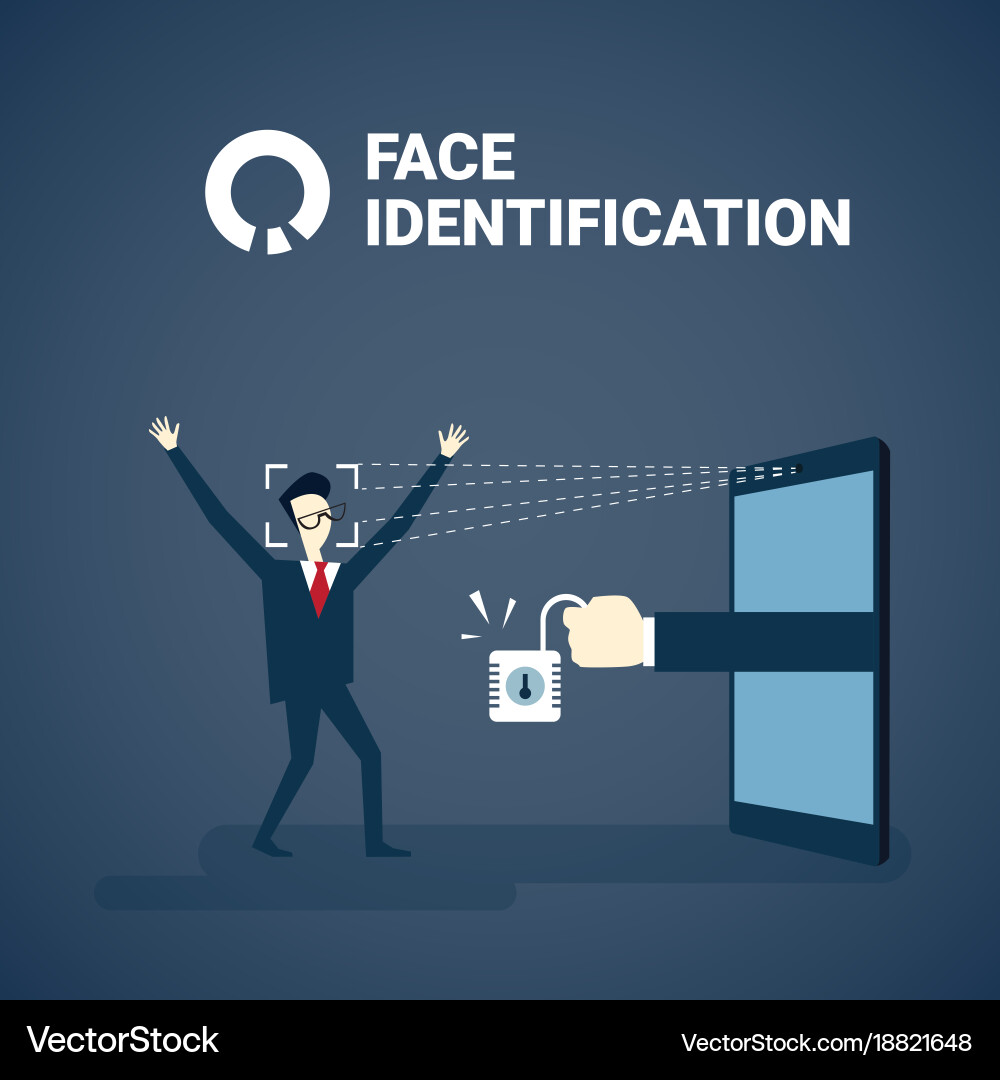 Man getting access after face identification vector image