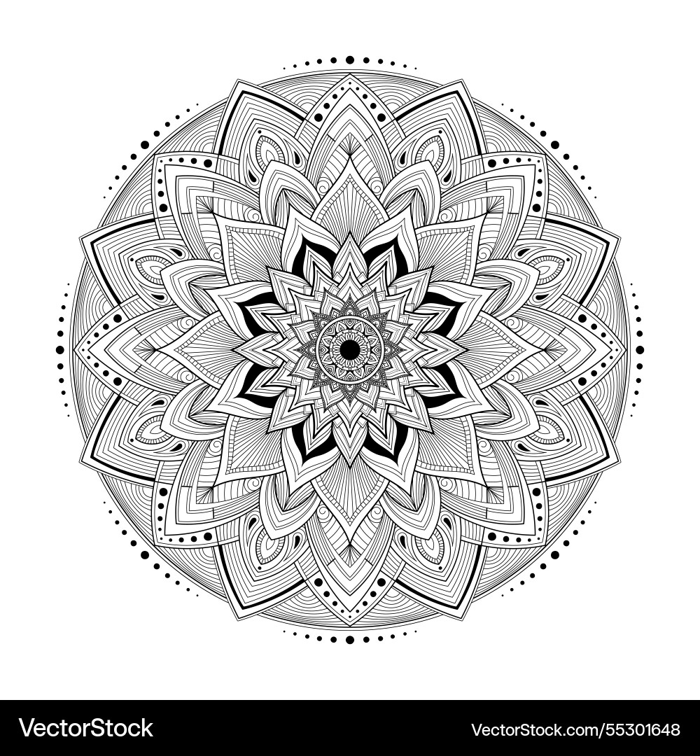 Modern mandala with plant elements coloring book Modern mandala with plant elements coloring book vector image