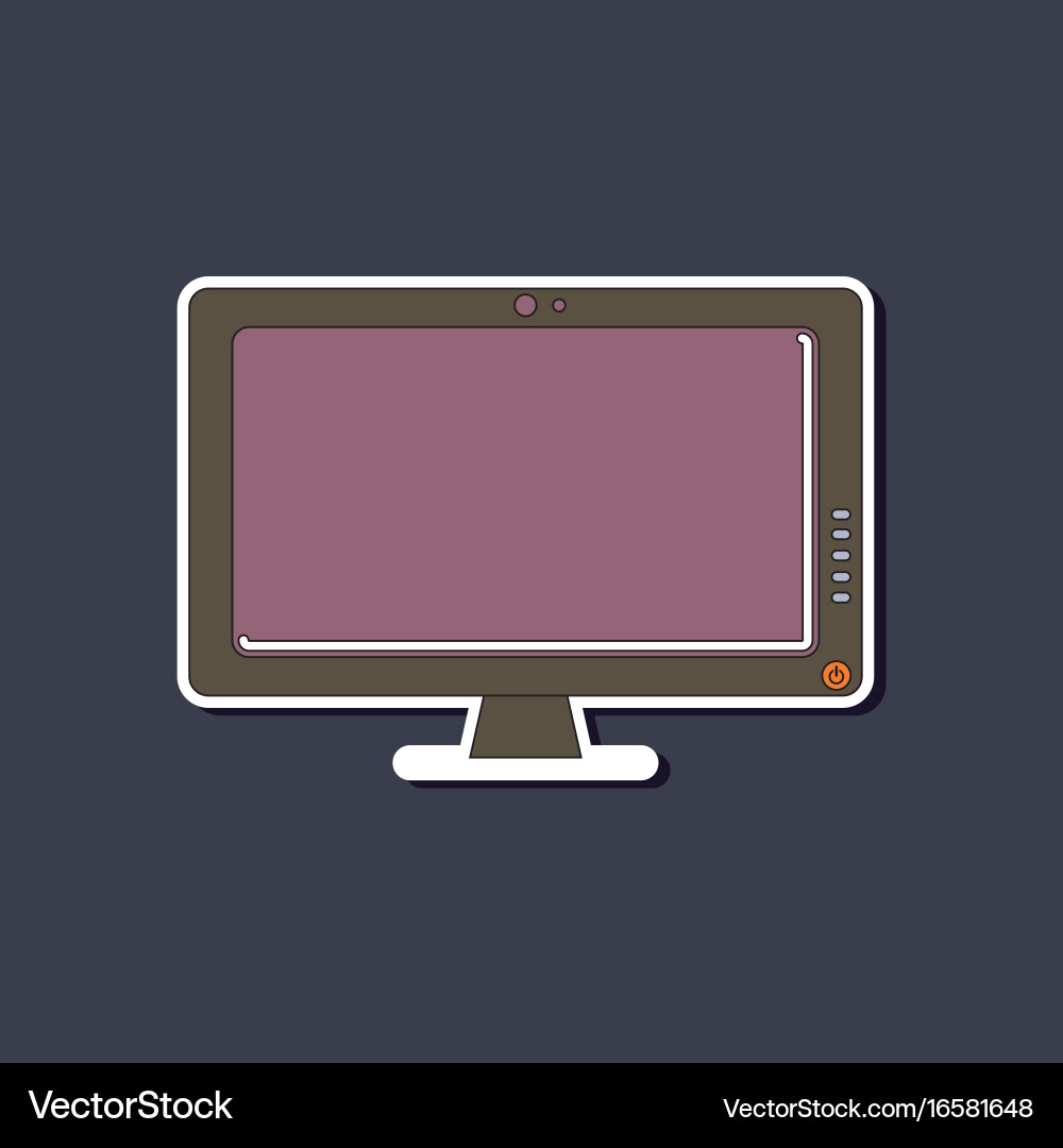 Paper sticker on background of computer monitor vector image