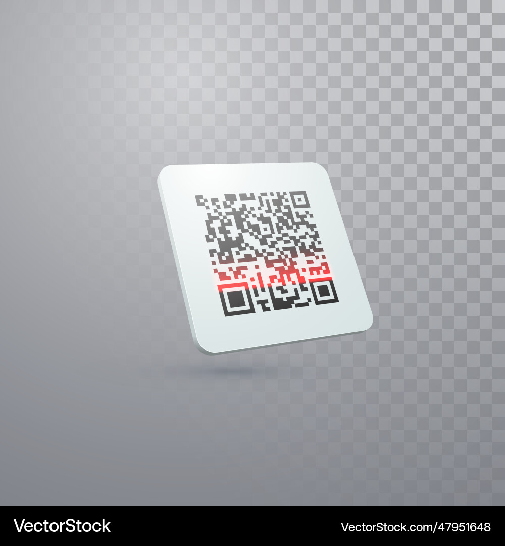 Qr code badge in scanning process isolated vector image
