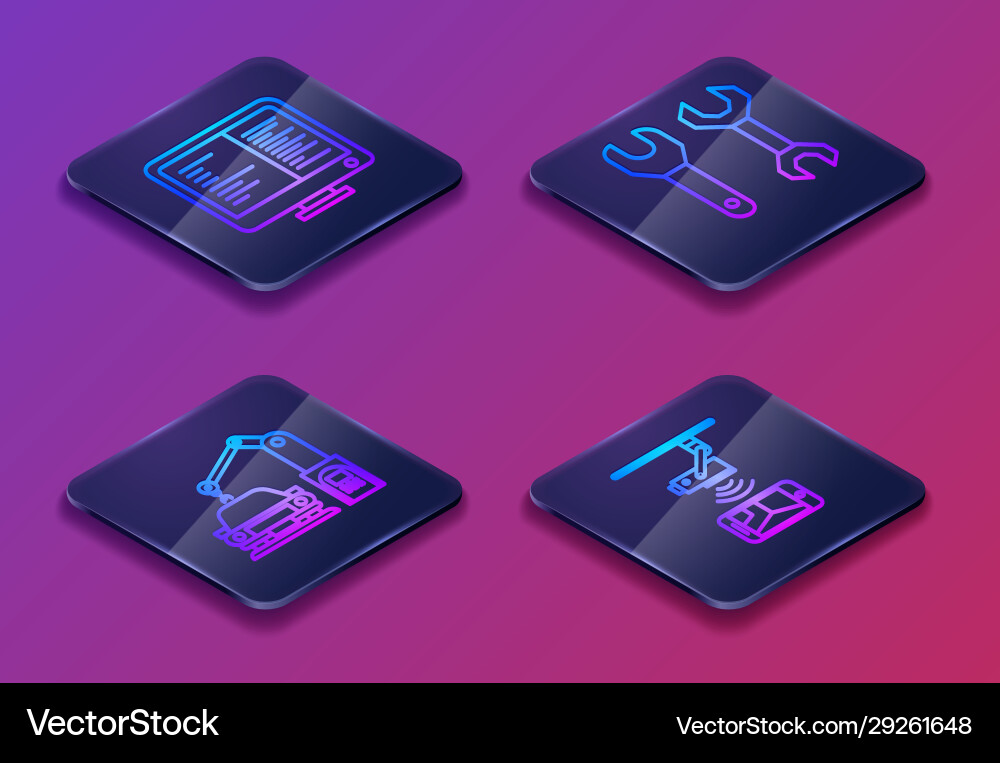 Set isometric line computer monitor screen Set isometric line computer monitor screen vector image