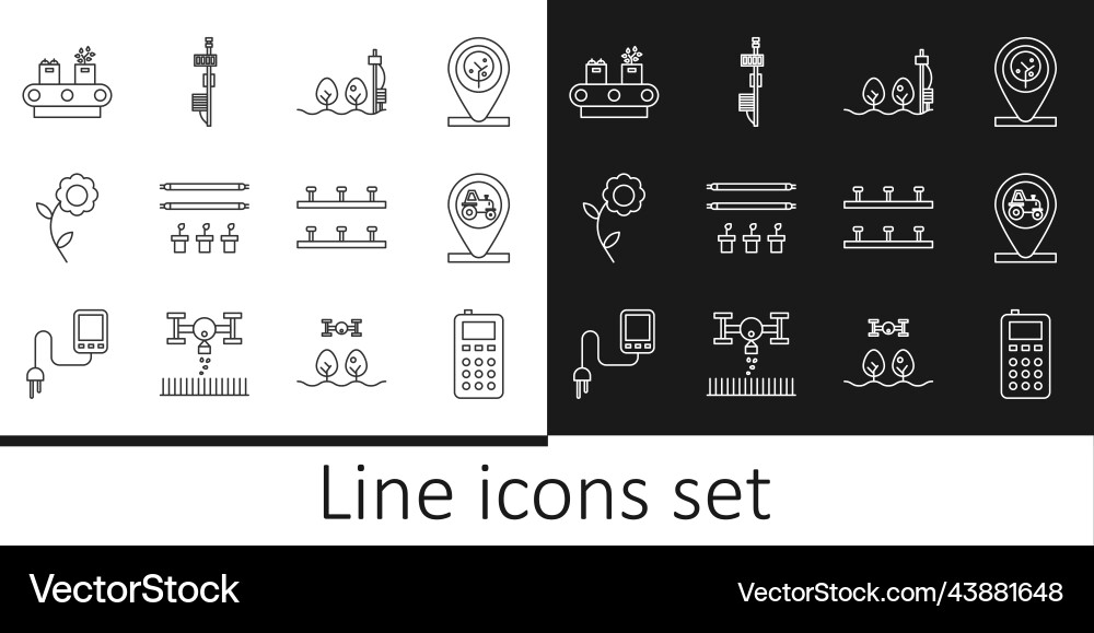 Set line remote control tractor and location Set line remote control tractor and location Vector Image