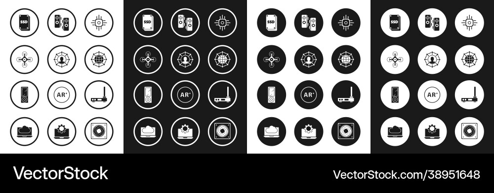 Set processor project team base drone ssd card Set processor project team base drone ssd card Vector Image
