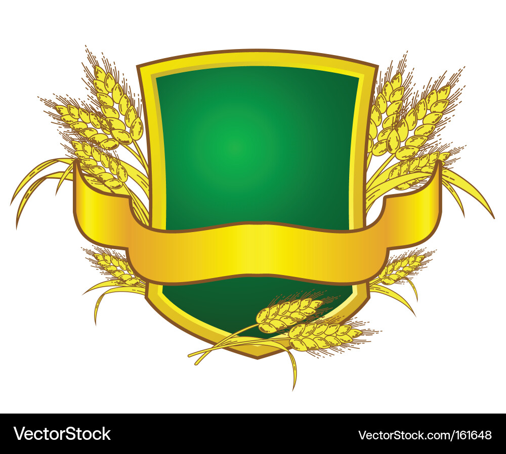 Shield with Wheat and Bread Vector Image