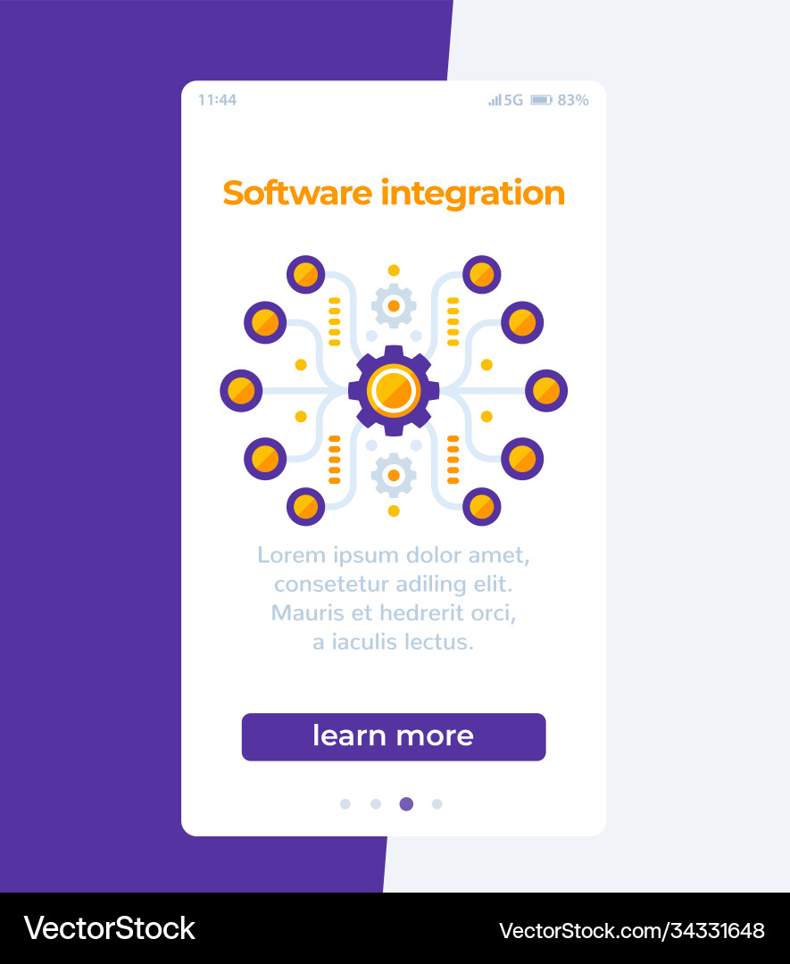 Software integration mobile screen design vector image