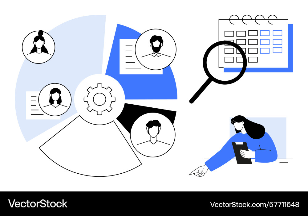Team collaboration and task planning with data Team collaboration and task planning with data vector image