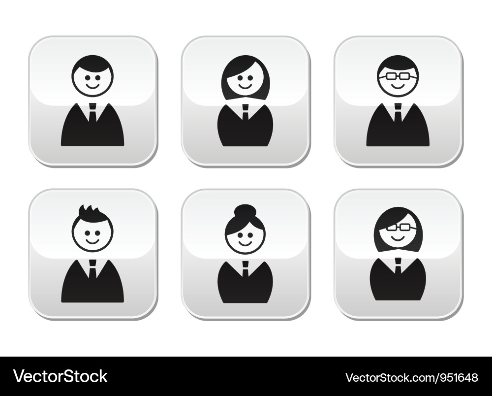 Users icons - glossy buttons set vector image