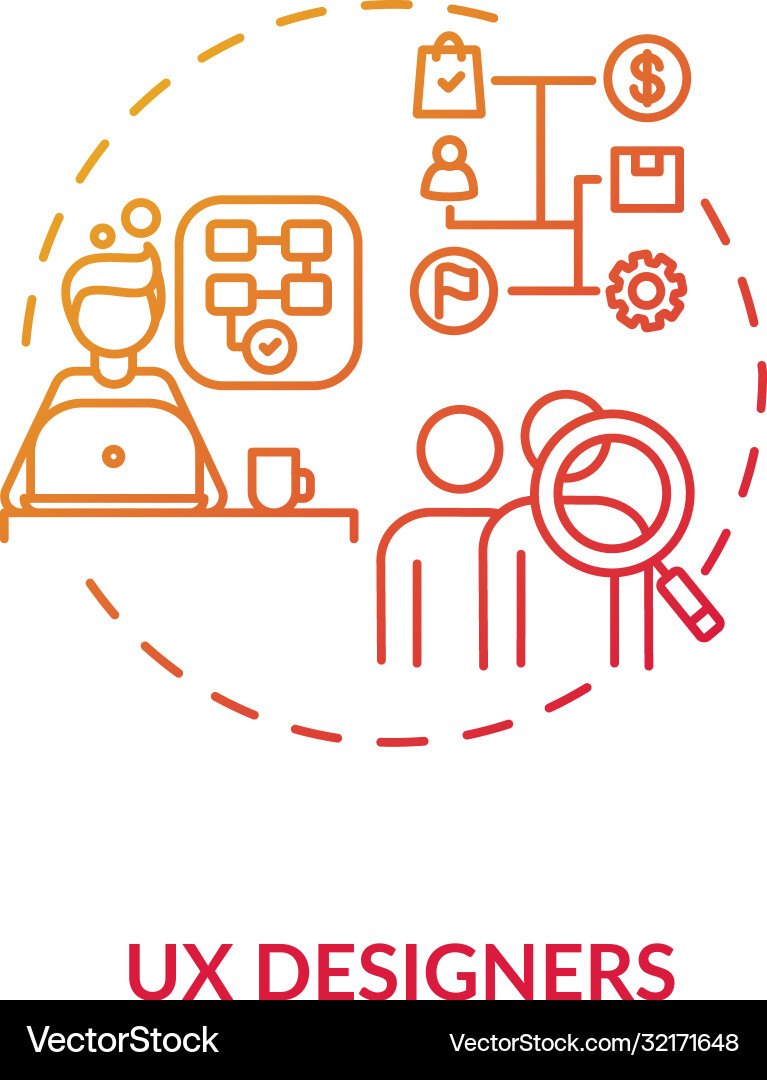 UX Red Gradient Icon - User Experience vector image
