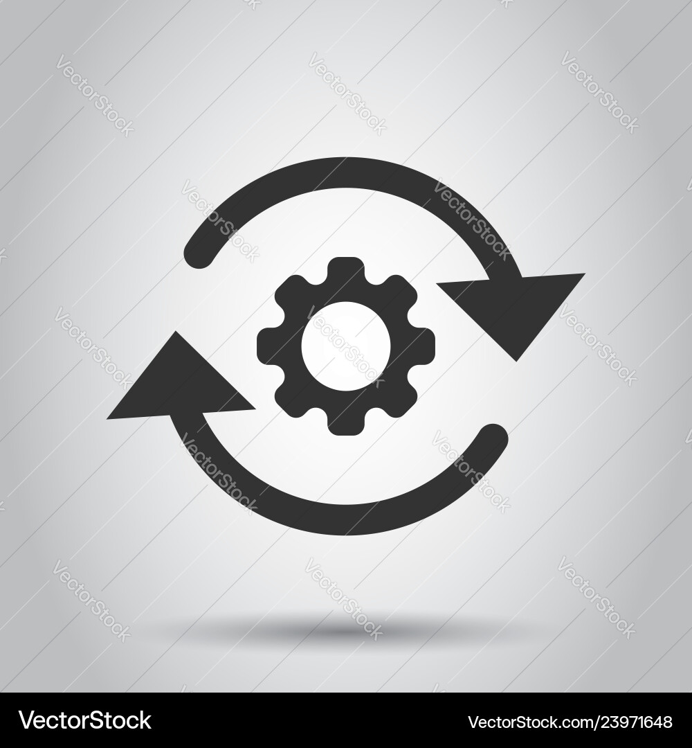 Workflow process icon in flat style gear cog Workflow process icon in flat style gear cog vector image