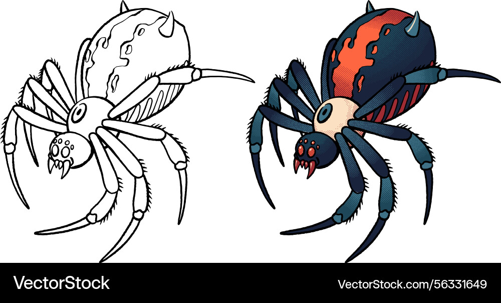 Aggressive mutant spider with sharp fangs Vector Image