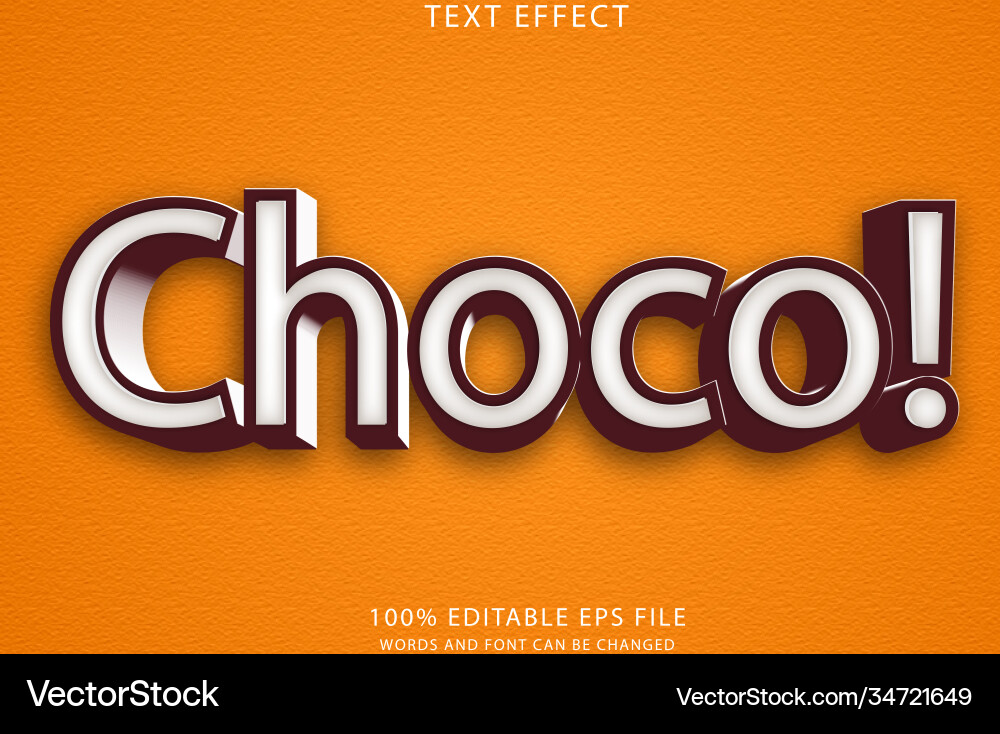 Choco 3d text effect and style Vector Image