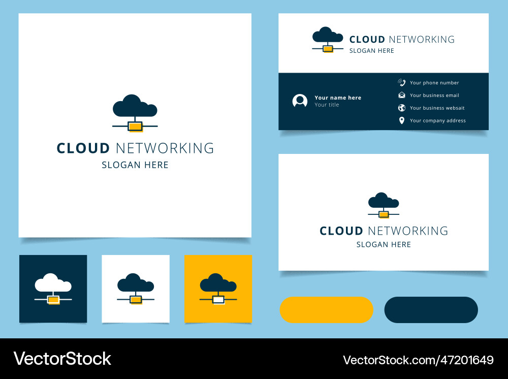 Cloud networking logo design with editable slogan Cloud networking logo design with editable slogan vector image