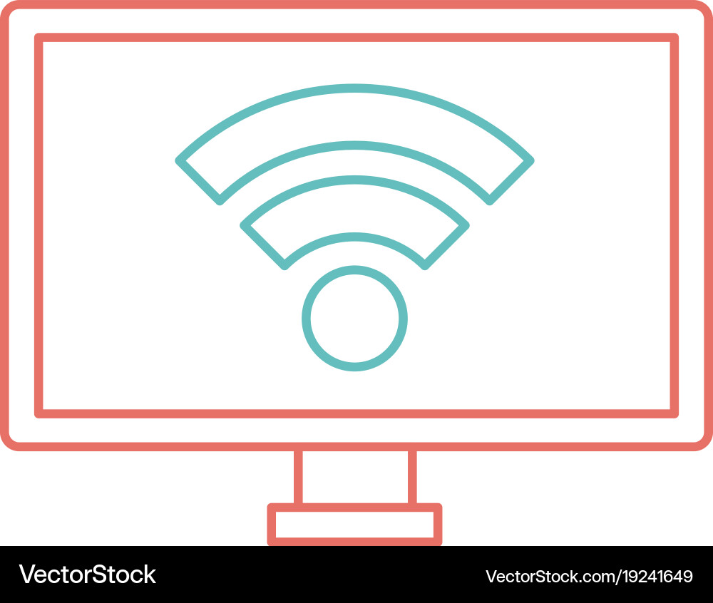 Computer display with wifi signal Vector Image
