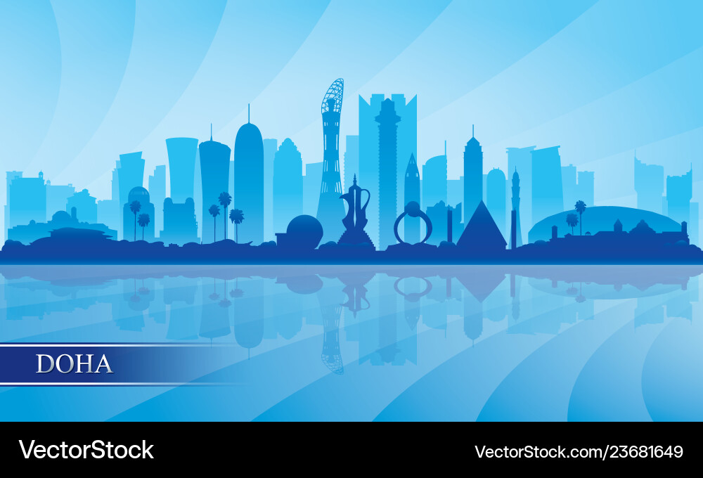 Doha city skyline silhouette background Vector Image