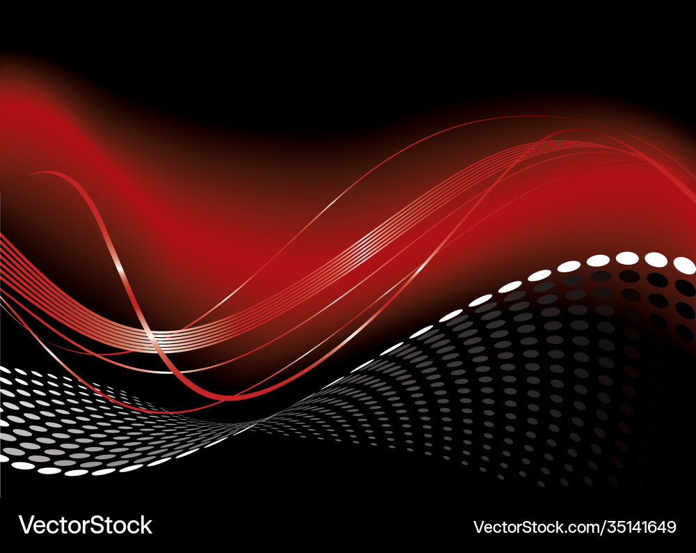 Dynamic Red Swirls and Dots Background Vector Image