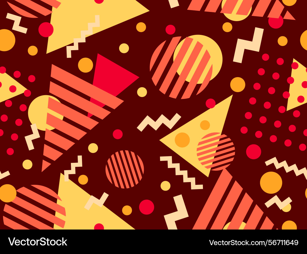 Geometric seamless pattern with memphis elements vector image
