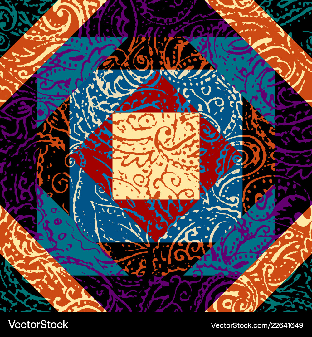 Grunge paisley pattern in collage patchwork style Grunge paisley pattern in collage patchwork style vector image