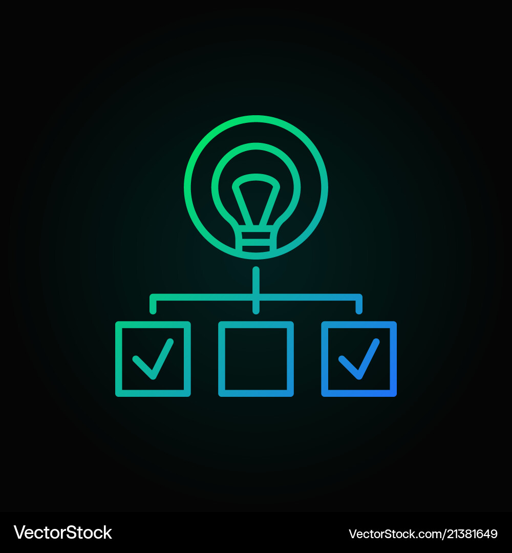 Hierarchy with lightbulb colored line icon start vector image