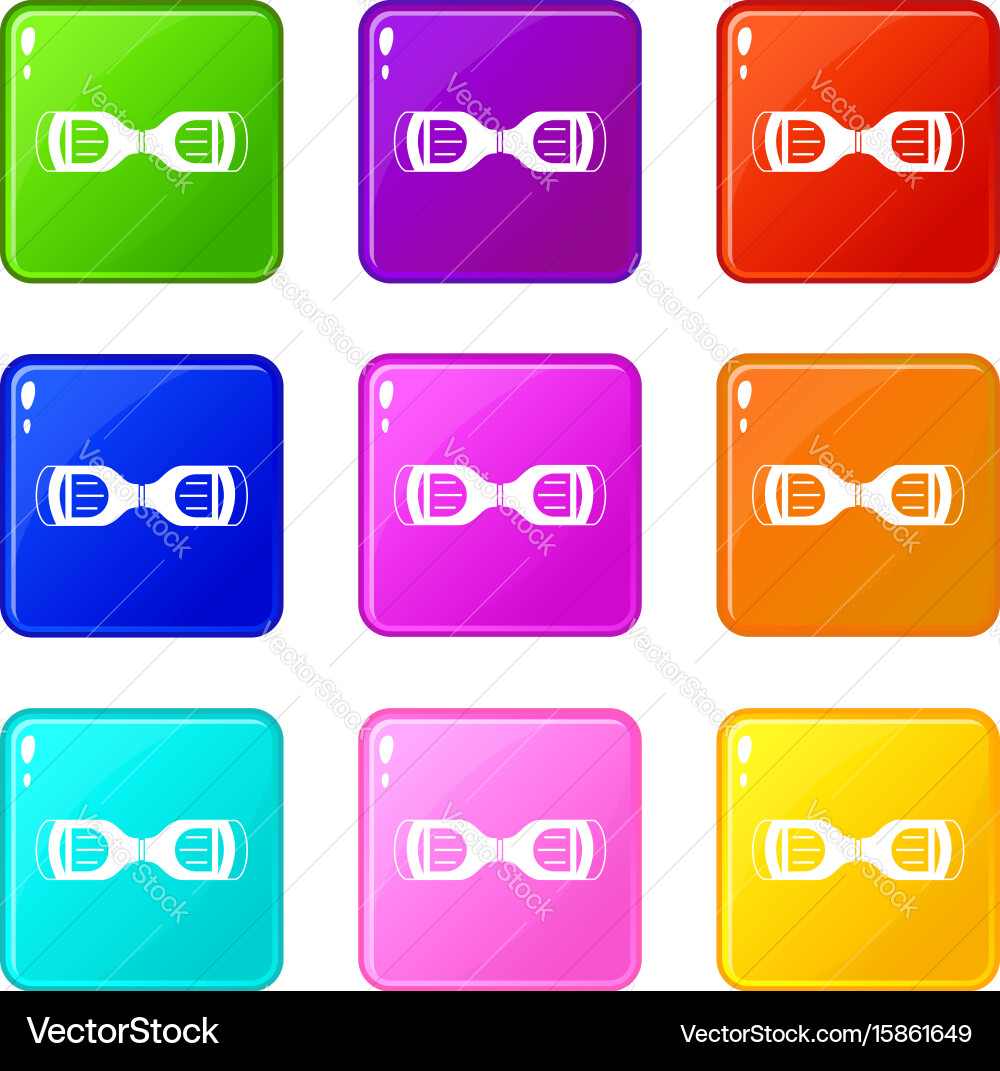 Hoverboard gyro pod top view icons 9 set Vector Image
