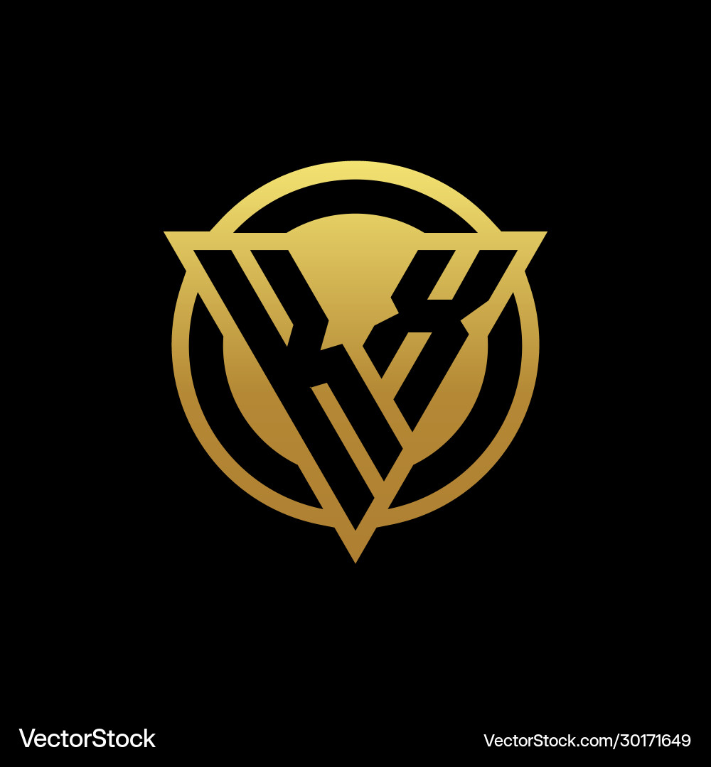 Kx logo monogram with triangle shape and circle Kx logo monogram with triangle shape and circle Vector Image