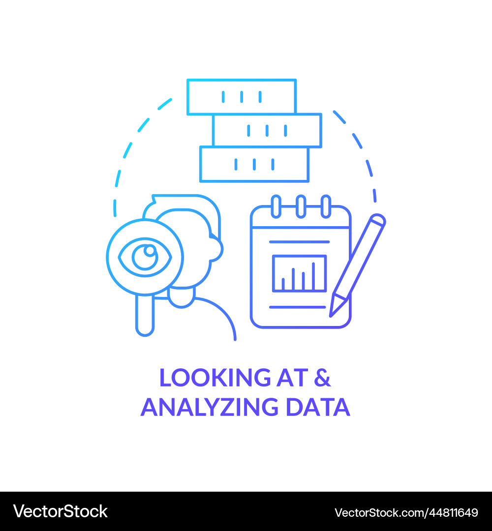 Looking at and analyzing data blue gradient Looking at and analyzing data blue gradient vector image