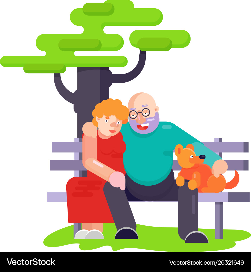 Old people pensioners play with best friend pet Old people pensioners play with best friend pet vector image