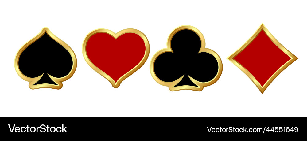 Playing Cards with Golden Frames Vector Image