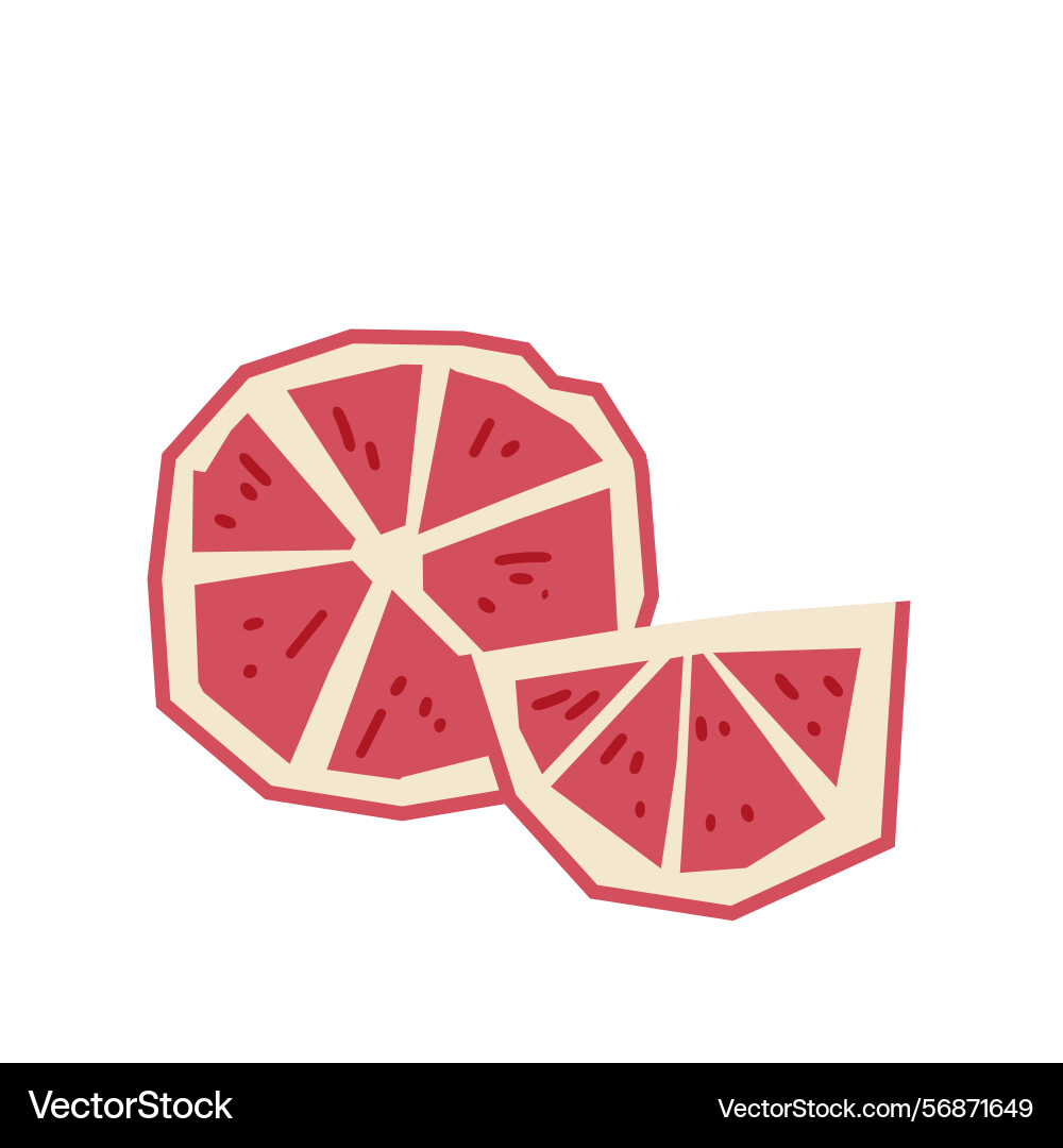 Red grapefruit slice Red grapefruit slice Vector Image