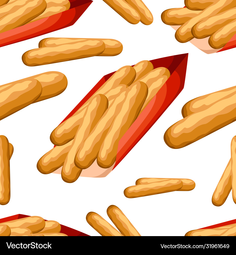 Seamless pattern breaded cheese sticks in red Seamless pattern breaded cheese sticks in red vector image