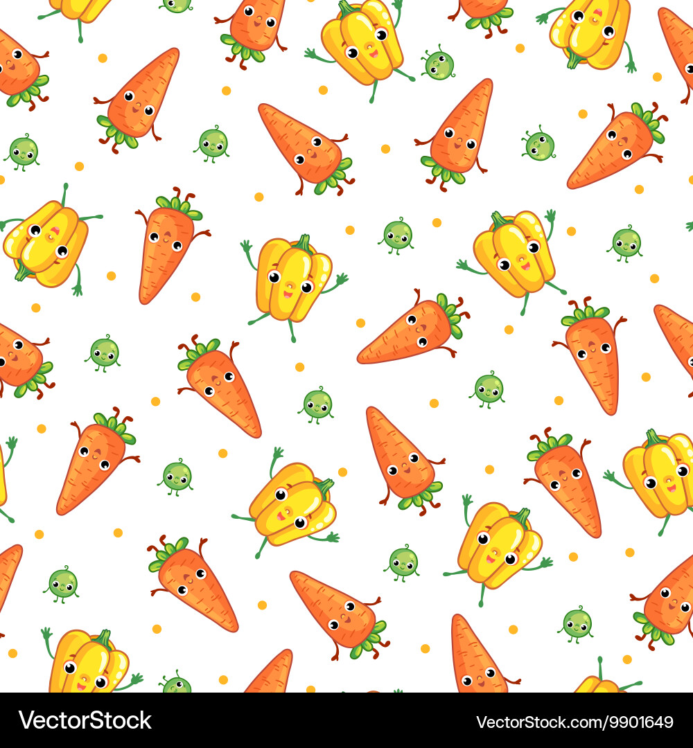 Seamless pattern with cute vegetables Royalty Free Vector