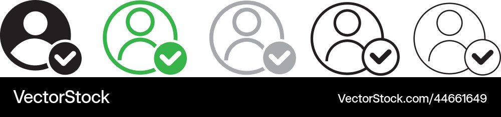 Set of user accept icons profile with checkmark i Set of user accept icons profile with checkmark i vector image