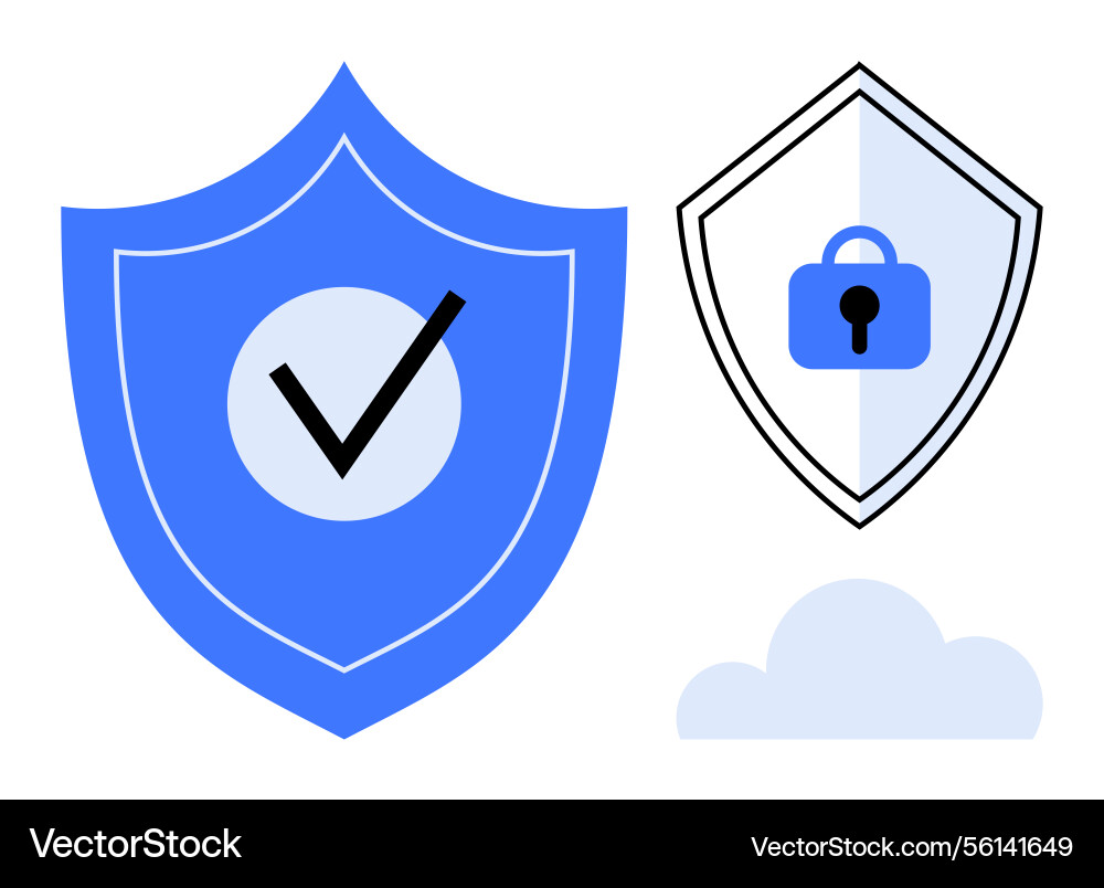 Shield icons with check mark and padlock Shield icons with check mark and padlock vector image