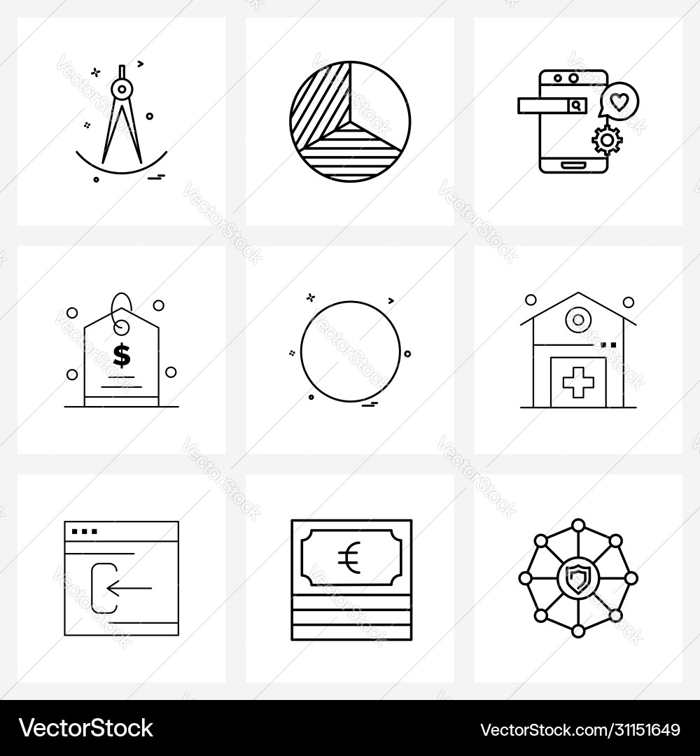 Simple set 9 line icons such as shape monday Vector Image