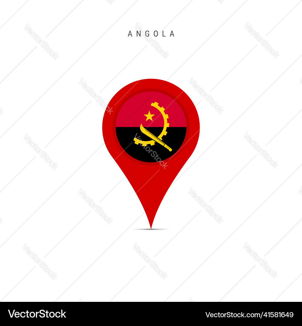 Teardrop map marker with flag of angola flat Vector Image