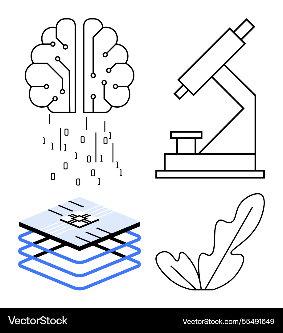 Technology science and nature brain with code Technology science and nature brain with code Vector Image