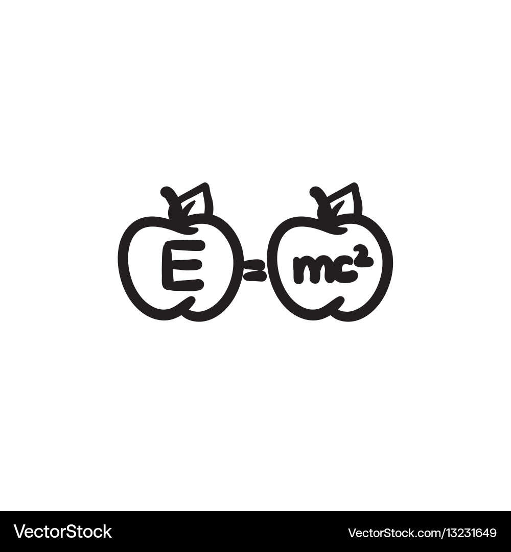 Two apples with formulae sketch icon vector image